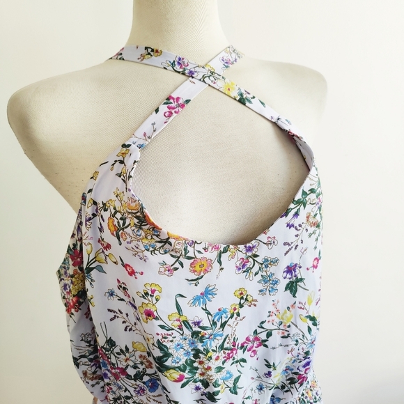 White Floral Tank Midi Dress w Ruffles / Size 2XX - Picture 5 of 9